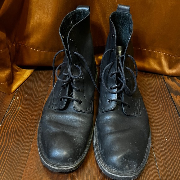 Clark’s Black Leather Boots Desert Mali Men’s 12 lace up - Picture 2 of 6